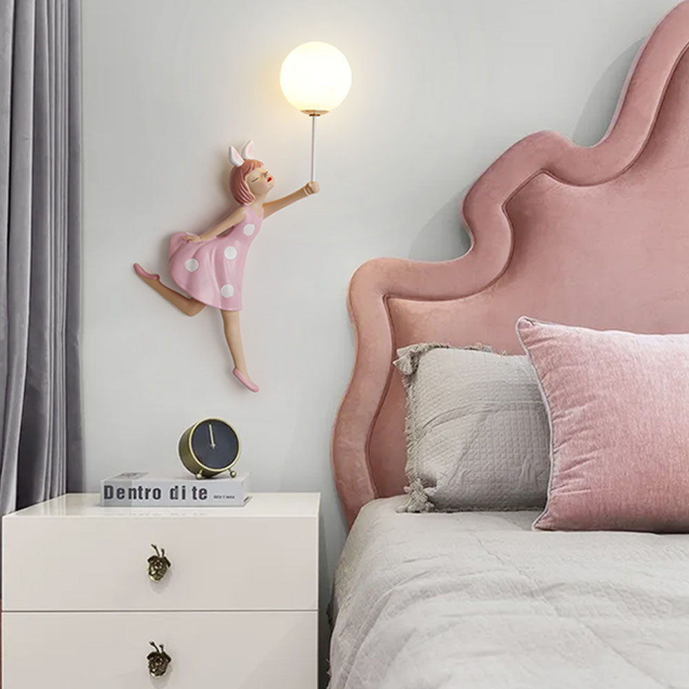 Arisha Modern Balloon/Girl Shape Acrylic Pink Wall Lamp - Neutralighting