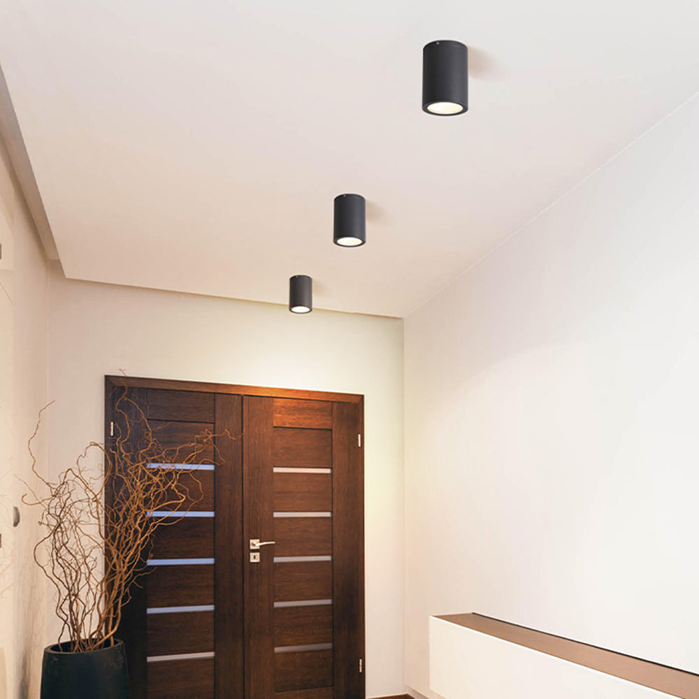 Ray Modern Black Cylindrical Flush Mount Ceiling Light Spotlight - Neutralighting