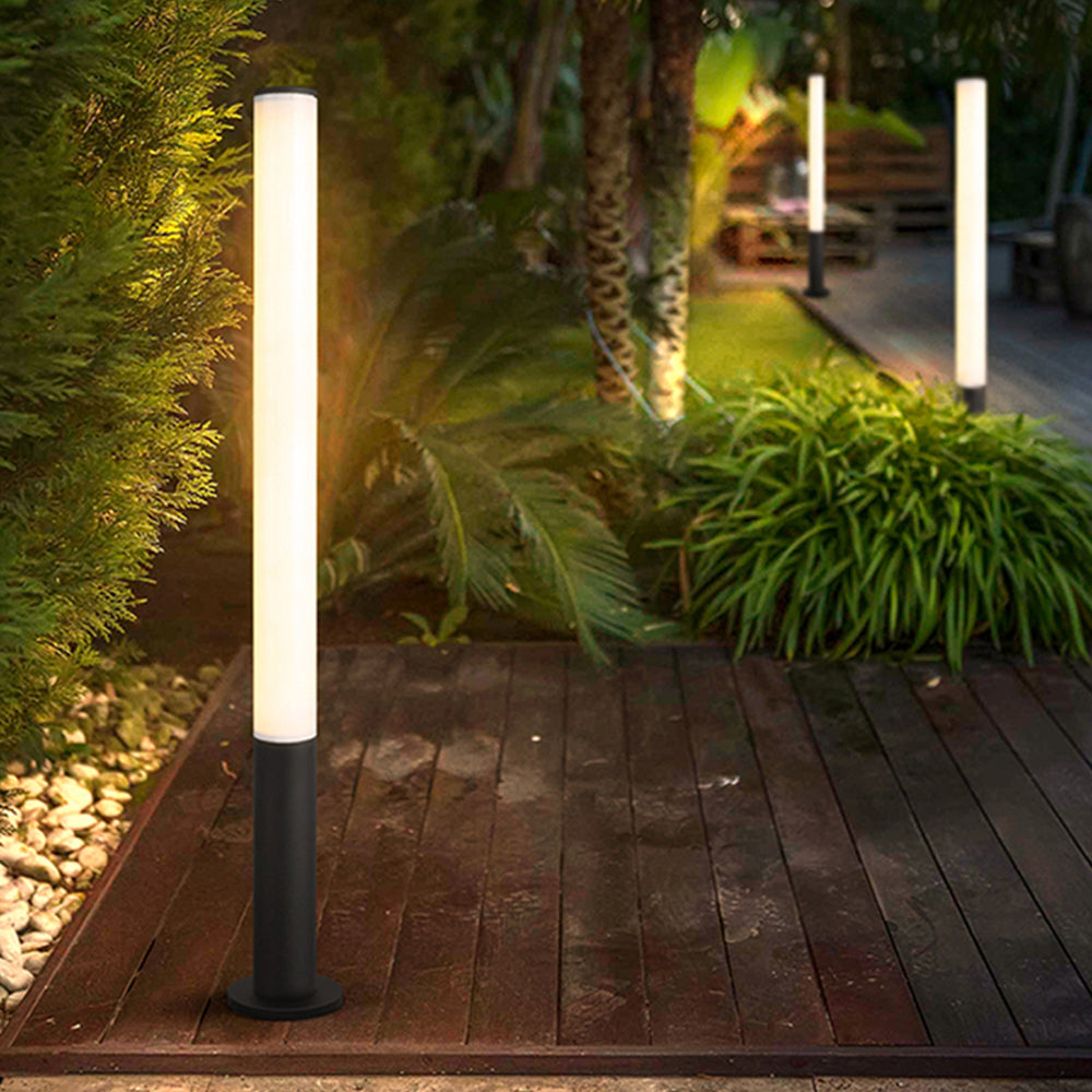 Ray Minimalist Cylindrical Acrylic Outdoor Ground Ligh, Black - Neutralighting