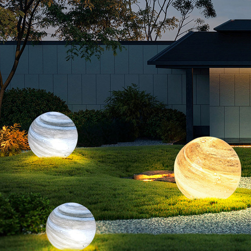 Ray Decorative Solar Acrylic Planet Outdoor Ground Light, Milk Curry/Blue - Neutralighting