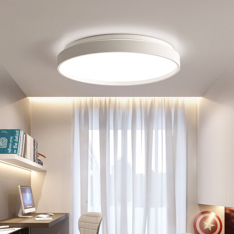 Arisha Minimalist Round Metal/Acrylic Flush Mount Ceiling Light, White/Coffee/Grey/Gold - Neutralighting