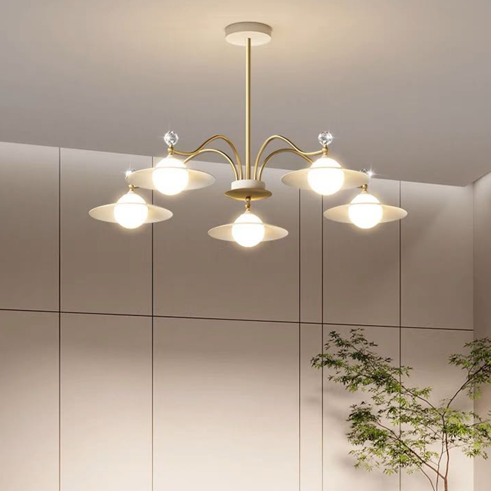 Arisha Blown Gold Chandelier, 6/8 Heads - Neutralighting