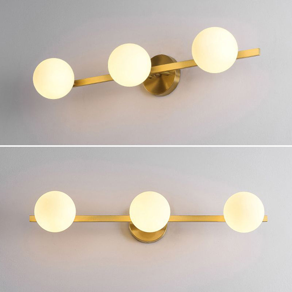 Valentina Retro Globe Linear Metal/Glass Wall Lamp, Gold, Bathroom - Neutralighting