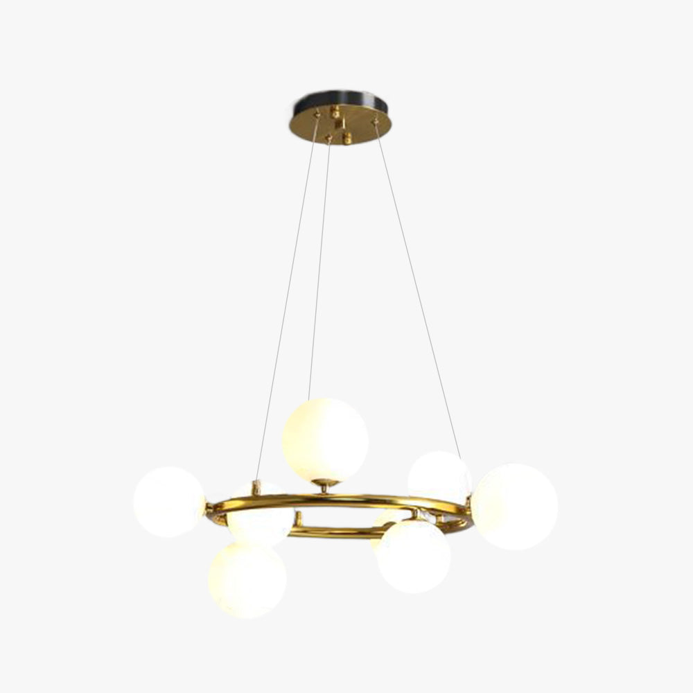 Valentina Modern Glass Globe Ring Chandelier, Gold/Black - Neutralighting