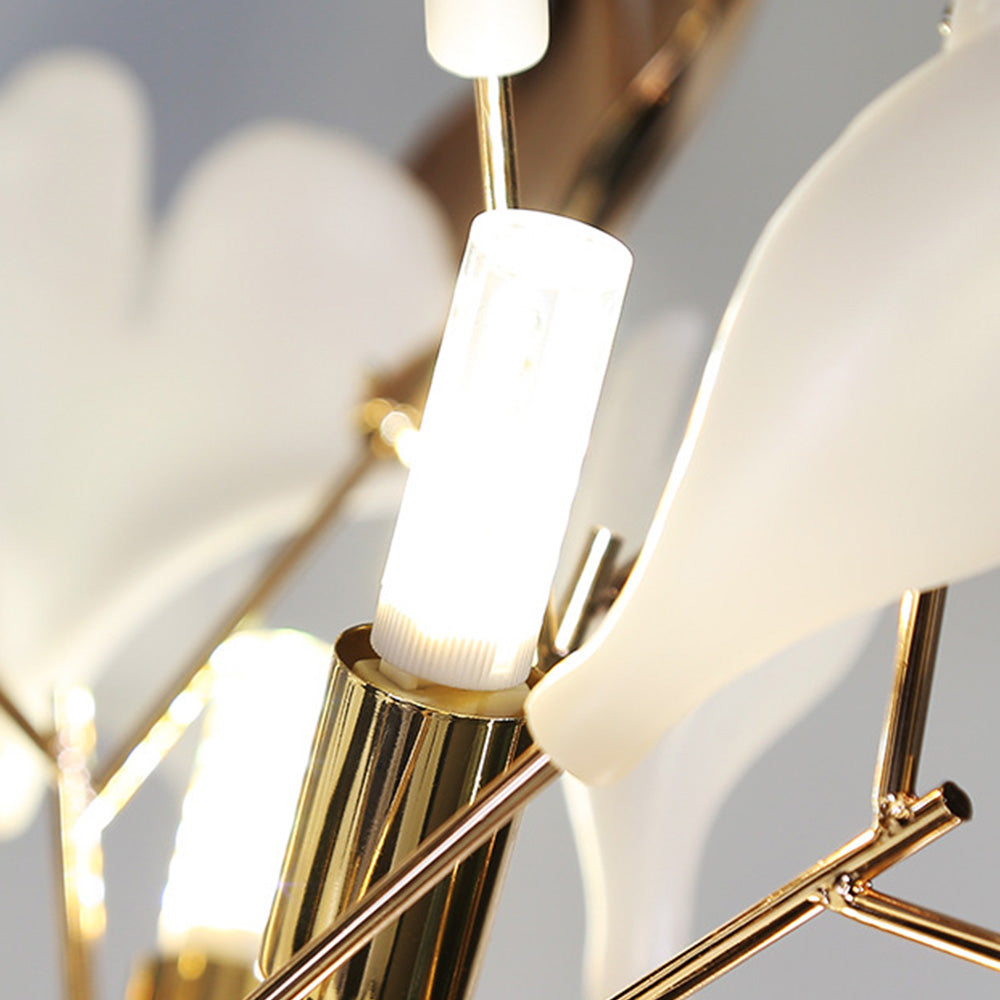 Olivia Floor Lamp Leaf Artistic, Ceramic/Metal, White/Gold, Study - Neutralighting