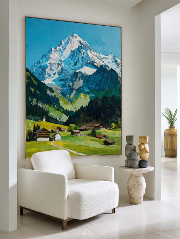 Snowy Mountain Valley Painting