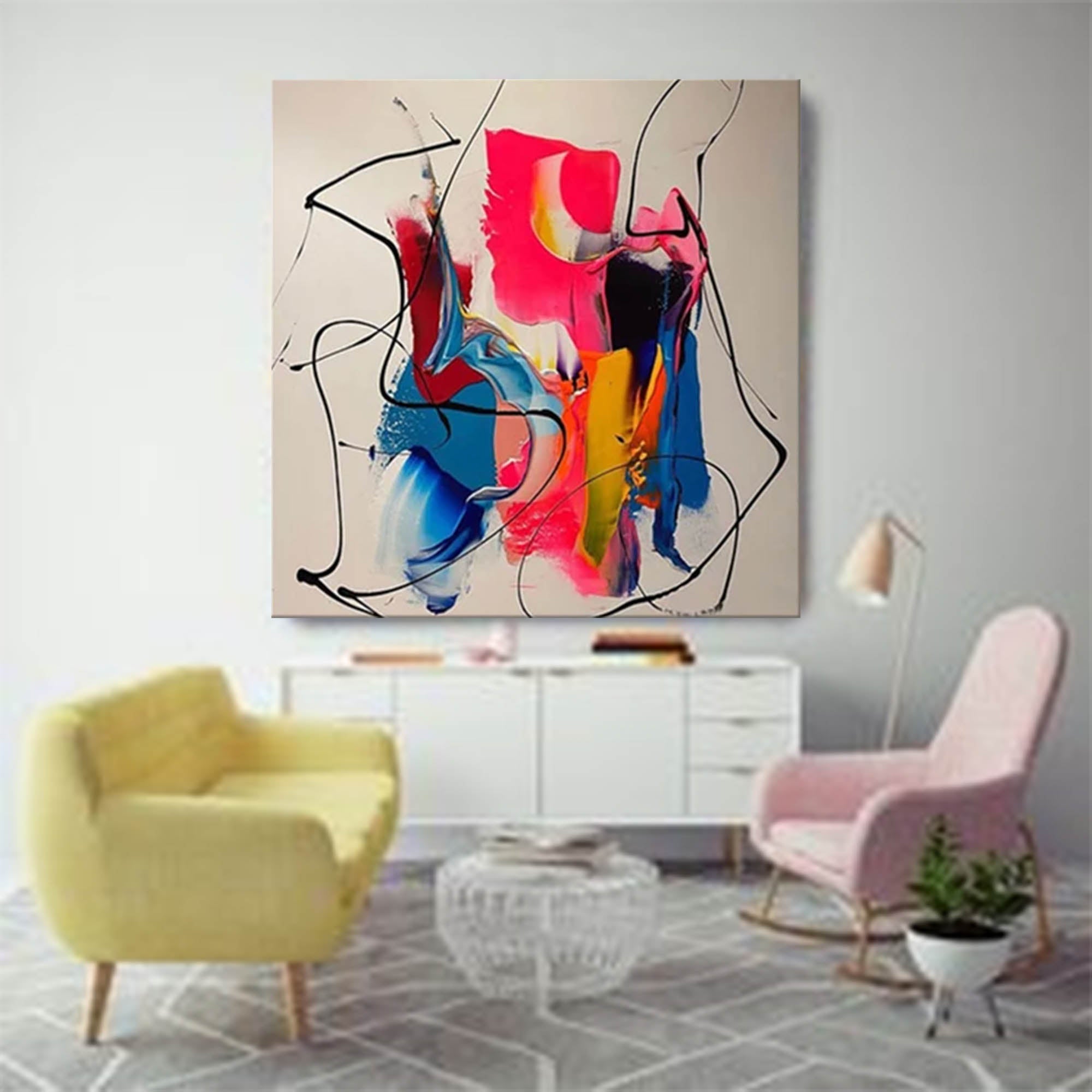Wall Art Abstract Maximalist Soft Color Impasto
