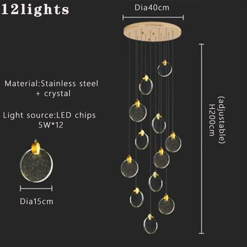 Kristy Luxury Circular Ripple Round Crystal Golden Chandelier - Neutralighting