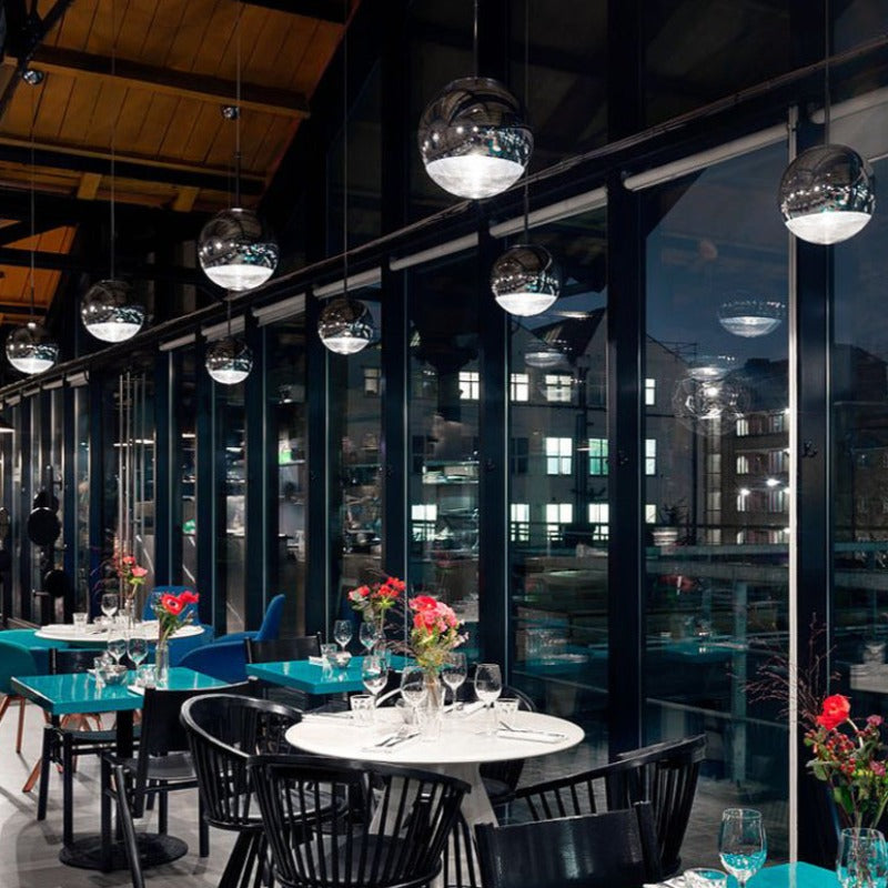 Valentina Industrial Round Metal Glass Pendant Light Living Room - Neutralighting
