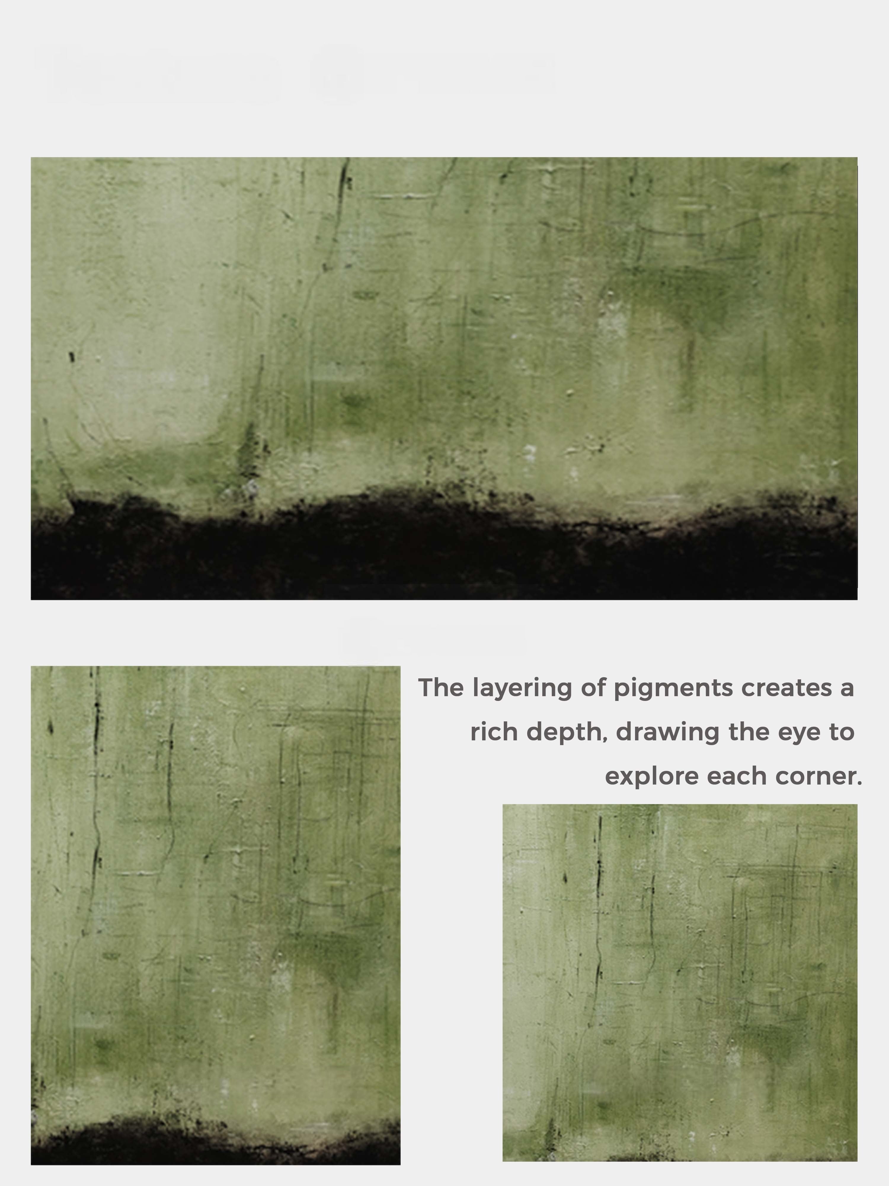 Moss Green Textured Minimalist Abstract Wall Art
