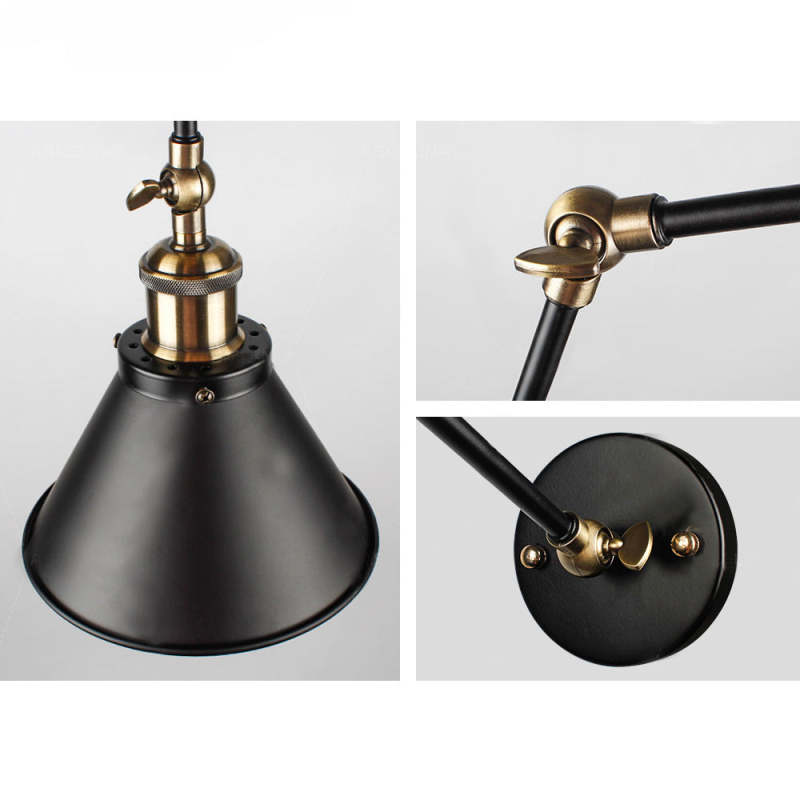 Epoch Retro Wall Lamp with Swing Arm, Metal, Black & Gold - Neutralighting