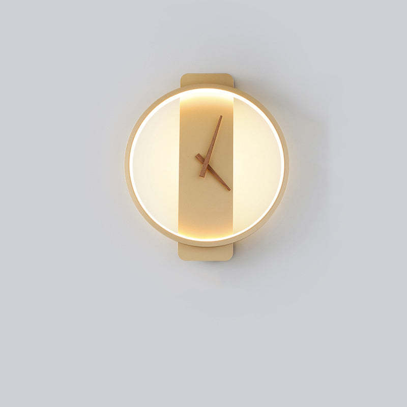 Valentina Arisha Square Clock Metal & Acrylic Wall Lamp, Gold - Neutralighting