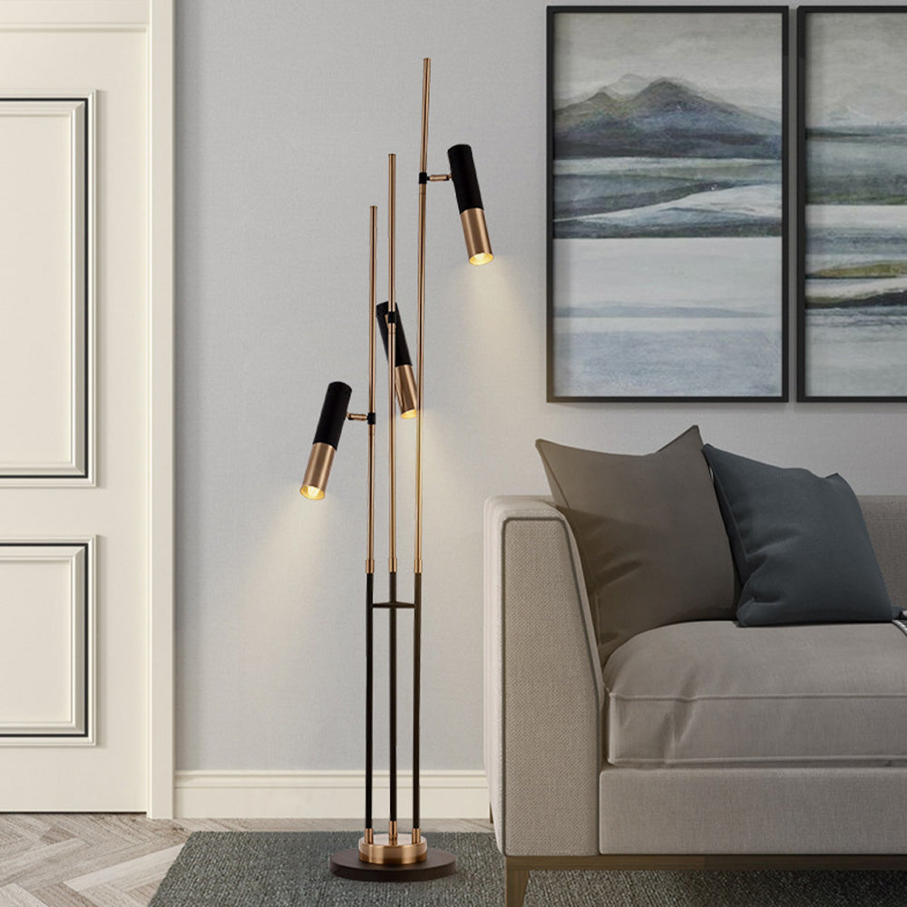 Salgado Modern Tall Metal 3 Bulb Floor Lamp, Black - Neutralighting