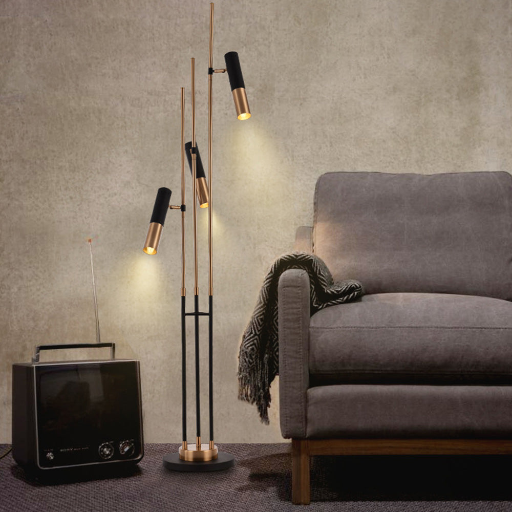 Salgado Modern Tall Metal 3 Bulb Floor Lamp, Black - Neutralighting