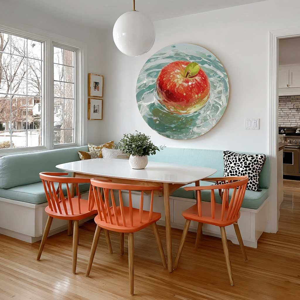 Glossy Red Apple Aqua Water Canvas Art