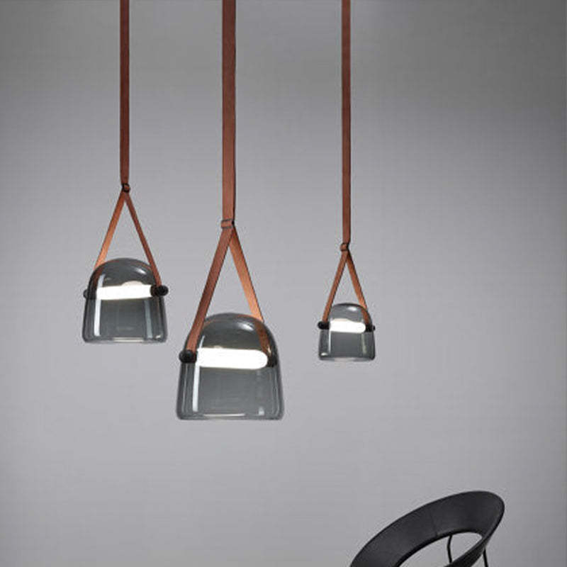 Valentina Modern Nordic Leather/Glass Pendant Light, Grey/White - Neutralighting