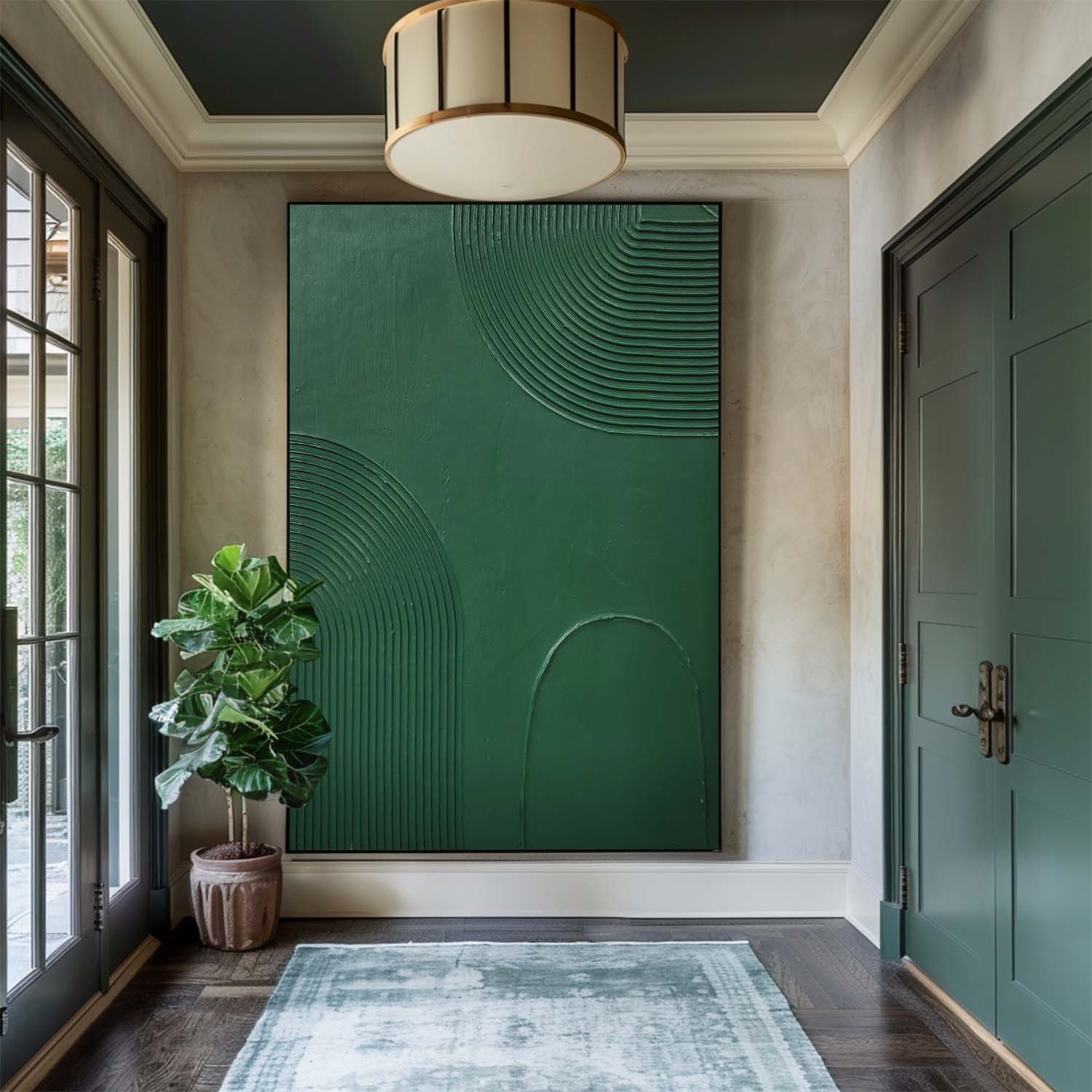 Forest Green Organic Contour Art