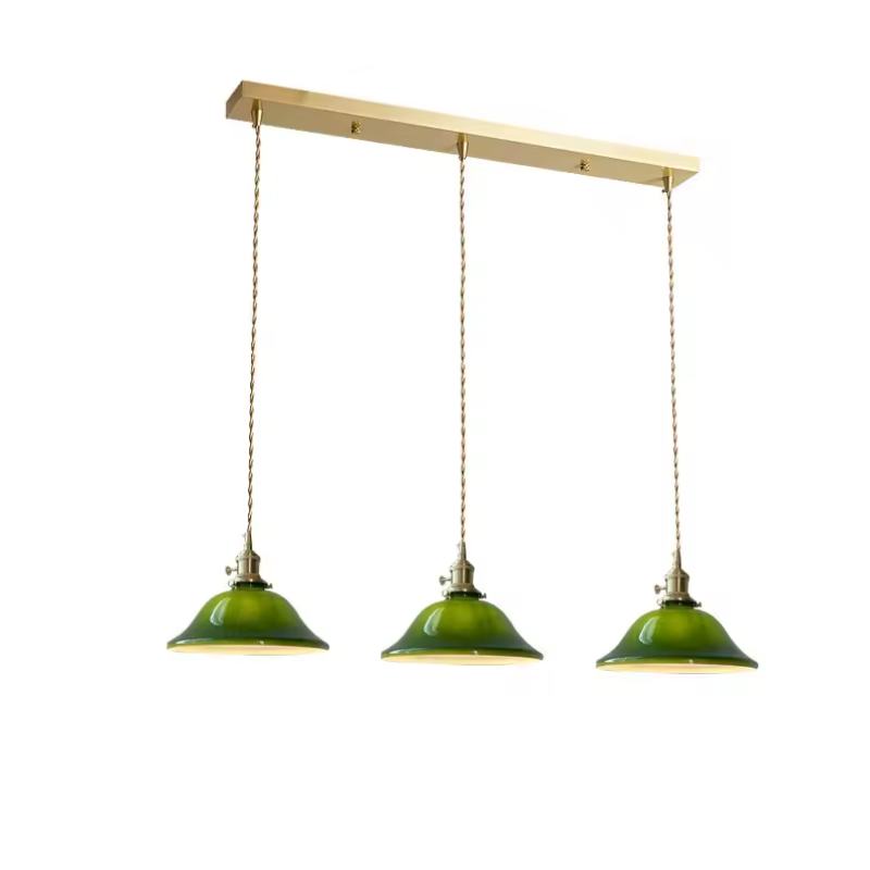 Valentina Rustic Vintage LED Pendant Light Green Copper Glass Dining Room - Neutralighting