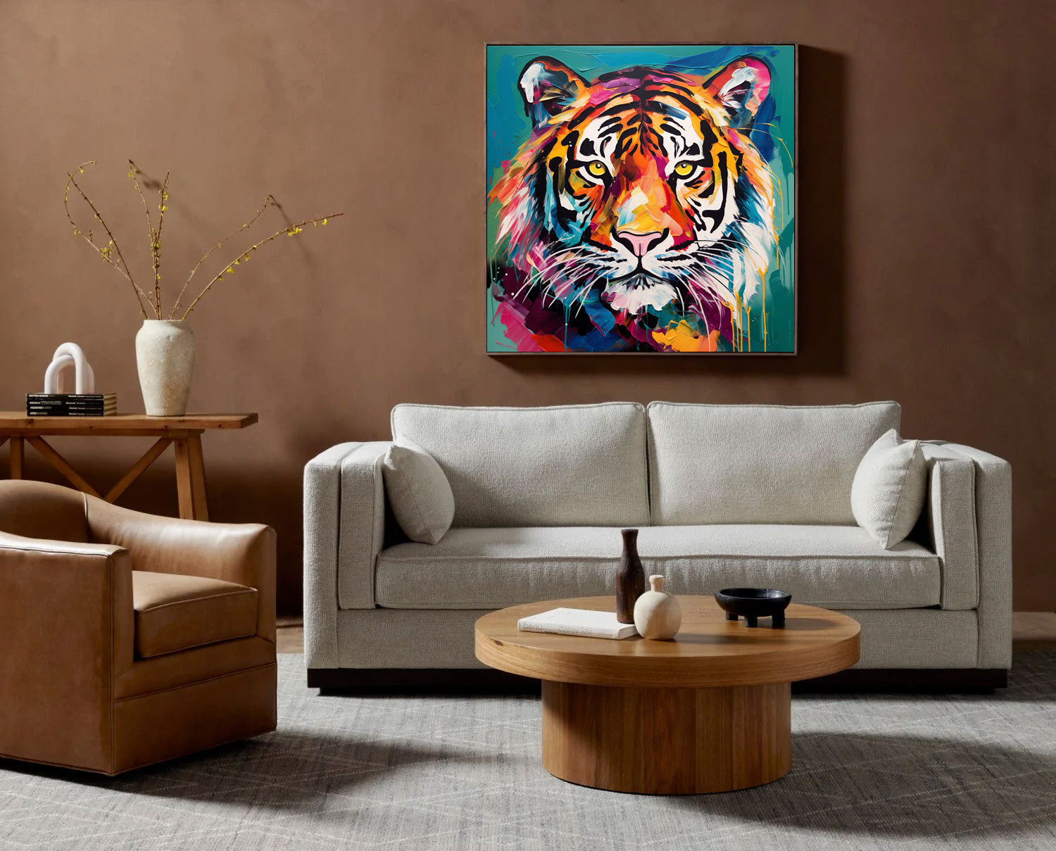 Neon Hued Tiger Portrait Wall Art