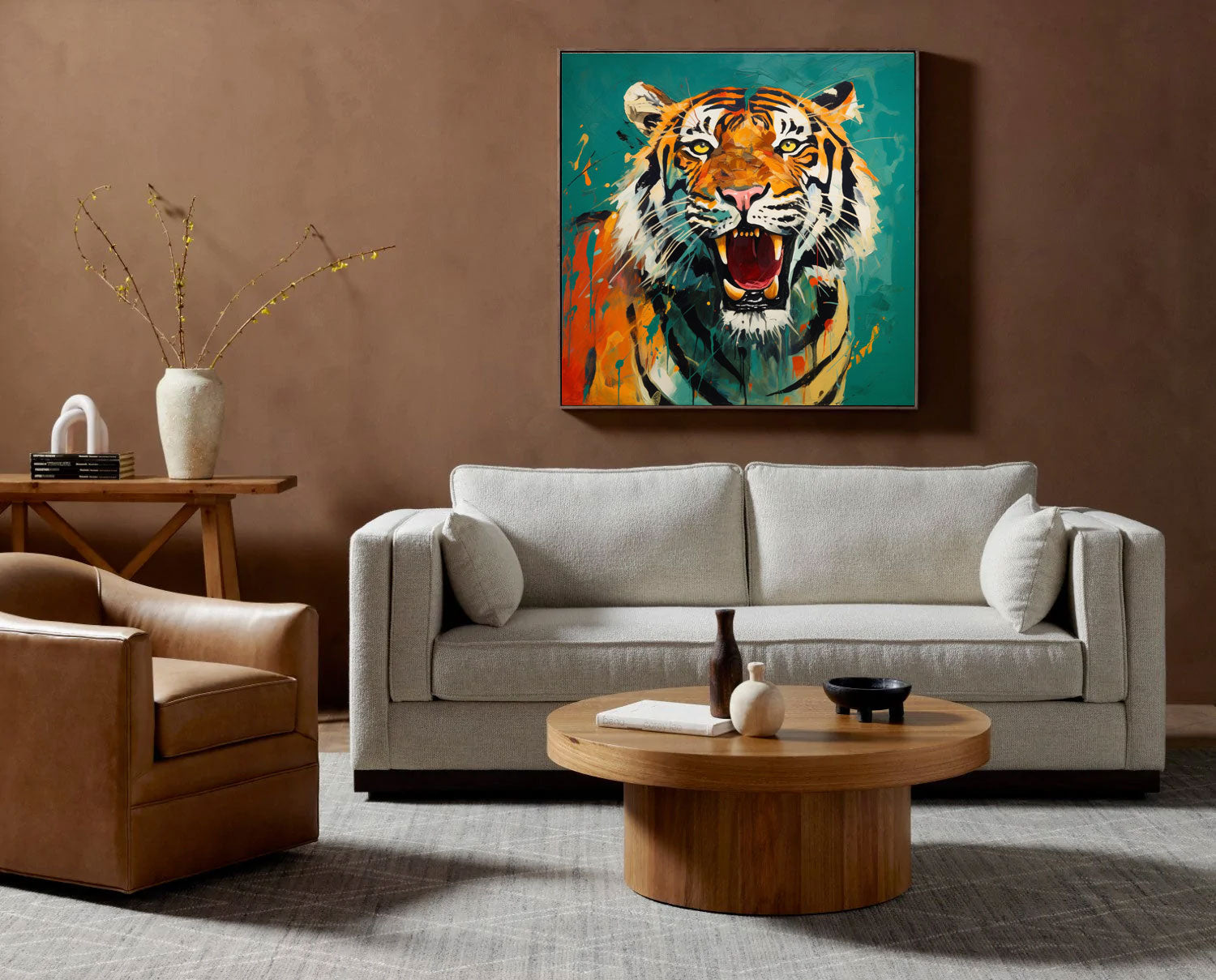 Dynamic Splash‑Ink Tiger Wall Art