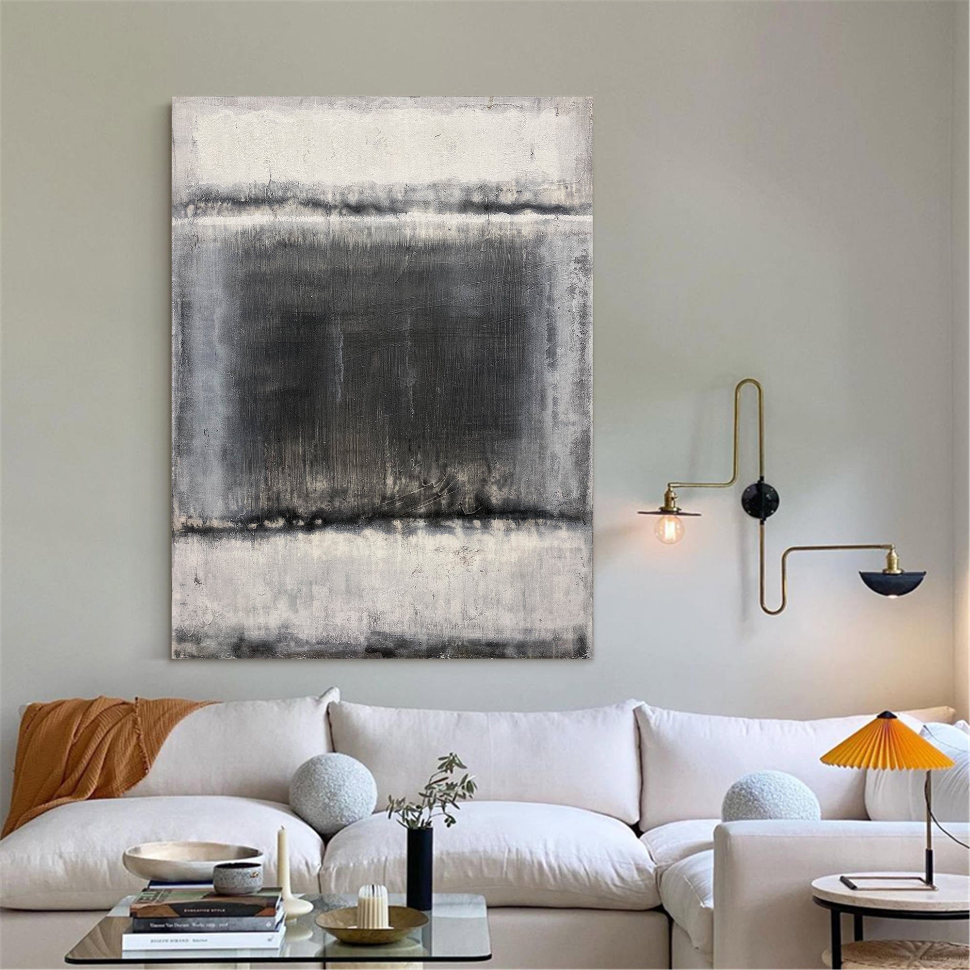 Adeline Black Gray Abstract Canvas Wall Art