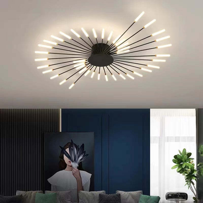 Wesley Flush-Mount Ceiling Light Fireworks, Black/Gold