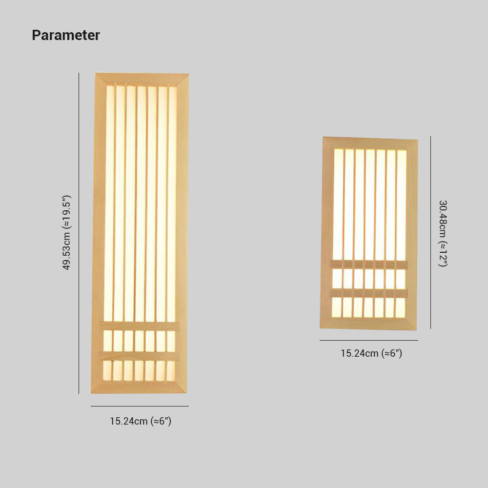 Muto Wall Lamp Rectangular Rustic, Wood/Acrylic, Log Color, Bedroom - Neutralighting