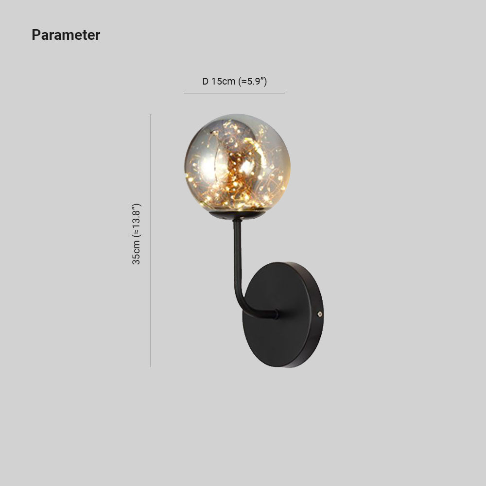 Valentina Wall Lamp Starry Globe Art Deco, Black/Gold, Bedroom - Neutralighting