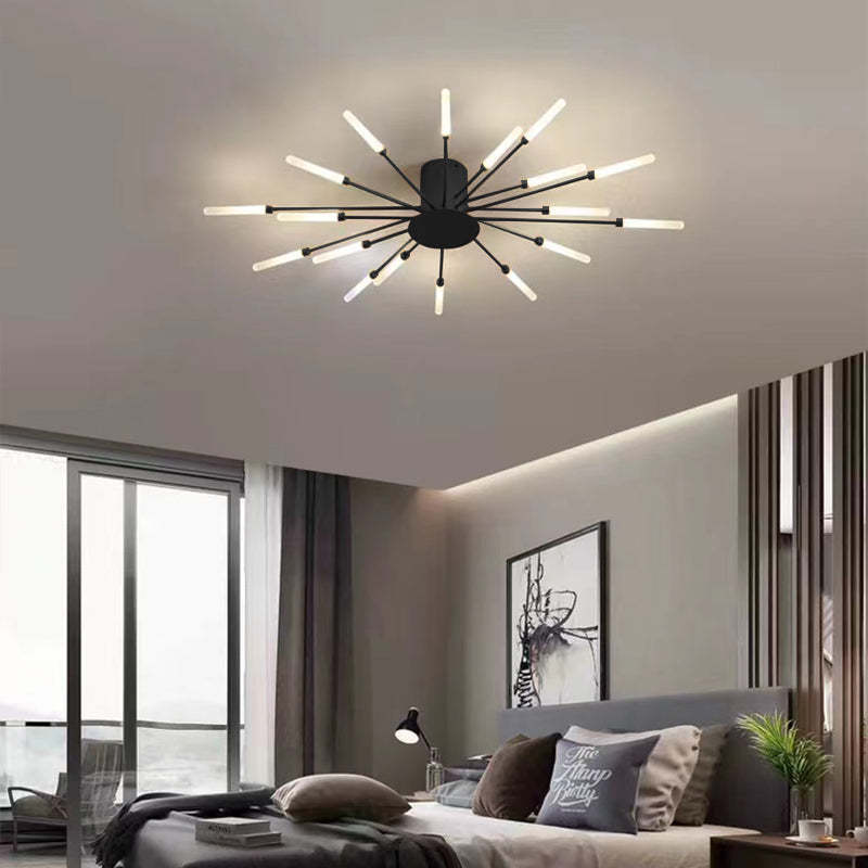 Wesley Flush-Mount Ceiling Light Fireworks, Black/Gold