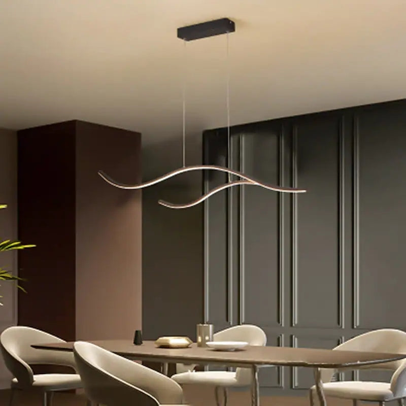 Arisha Curved Linear Pendant Light, Black/Gold - Neutralighting
