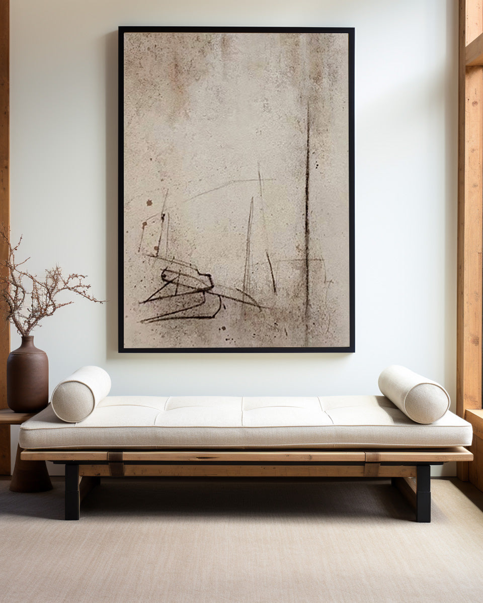 Vintage Neutral Sketch Abstract Textured Wall Art