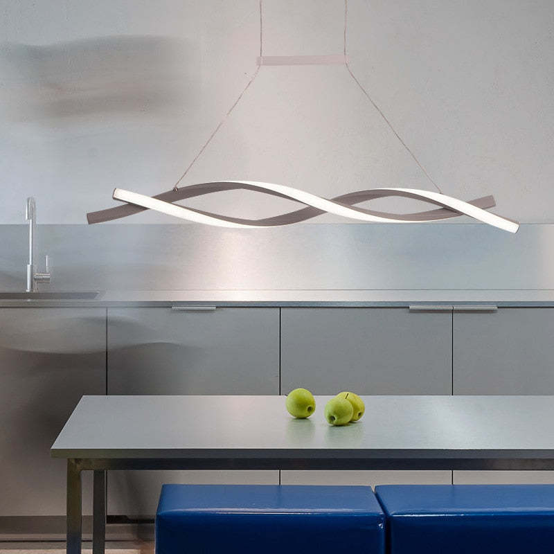 Arisha Pendant Light Linear Double Wave Modern, Metal, Black/Grey, Bedroom - Neutralighting