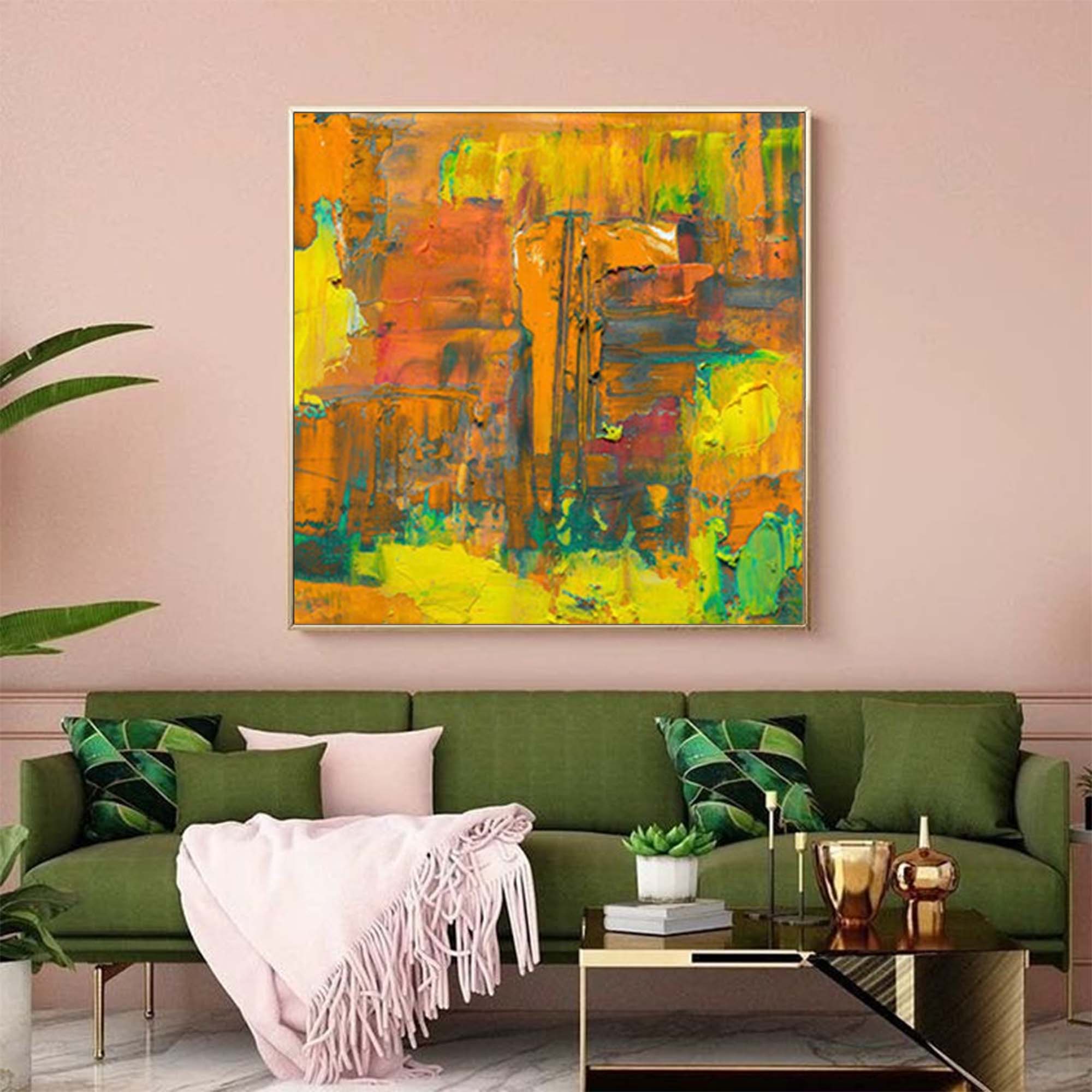 Vibrant Textured Abstract Cityscape Canvas Wall Art