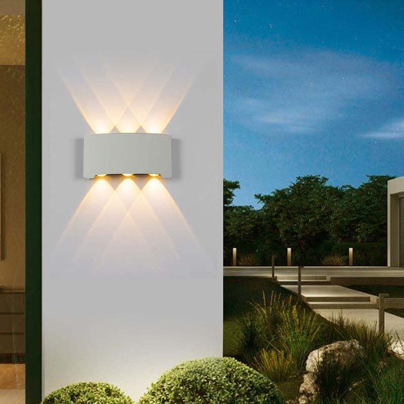 Tronix Modern Rectangular Metal Outdoor Wall Lamp, Black/White, Water-wave - Neutralighting