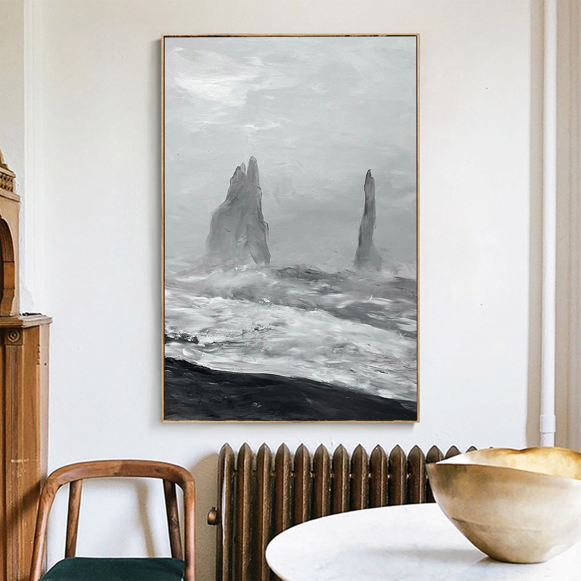 Black And White Seascape Painting ABSV23 - Neutralighting