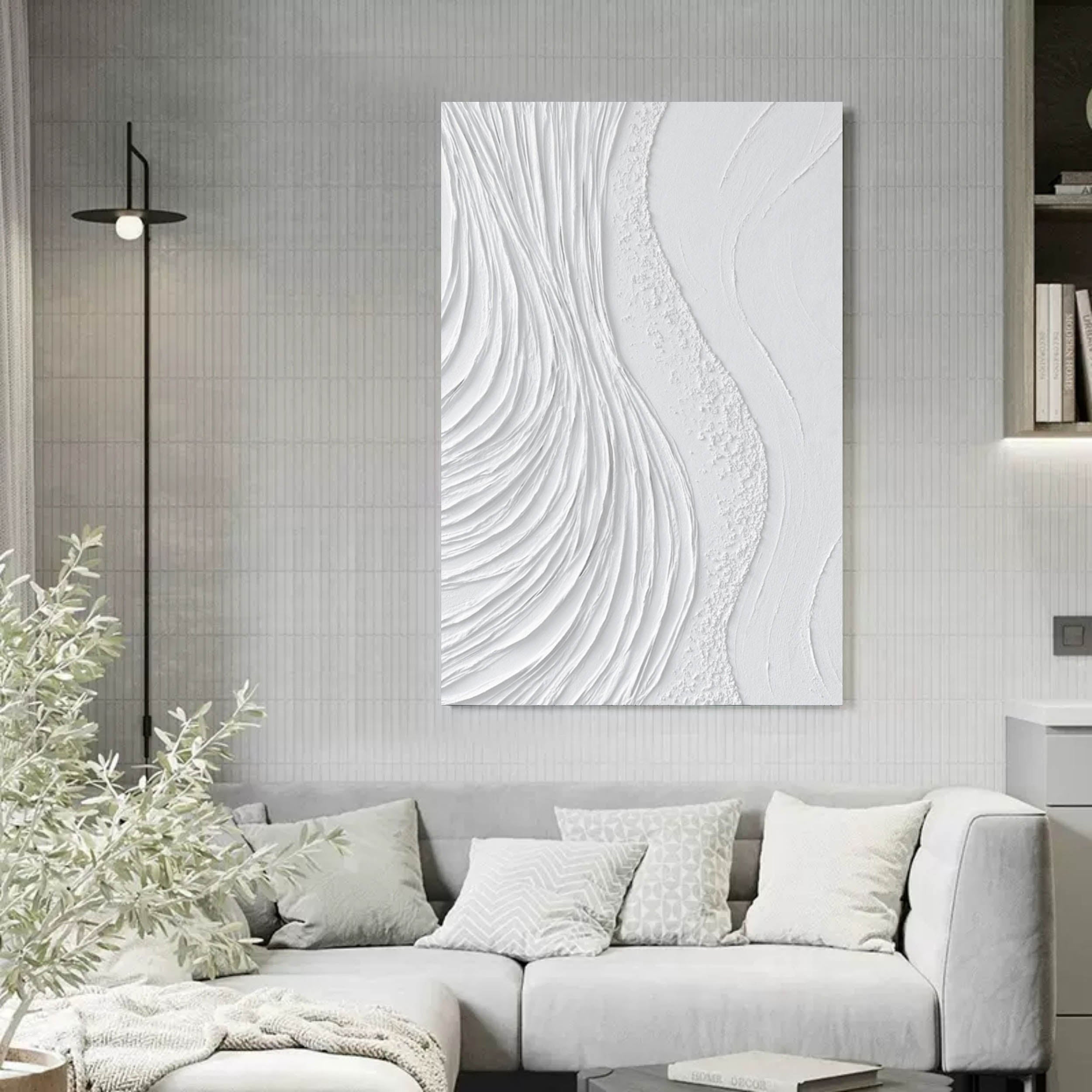 Wall Art White Wavy Swirl Abstract