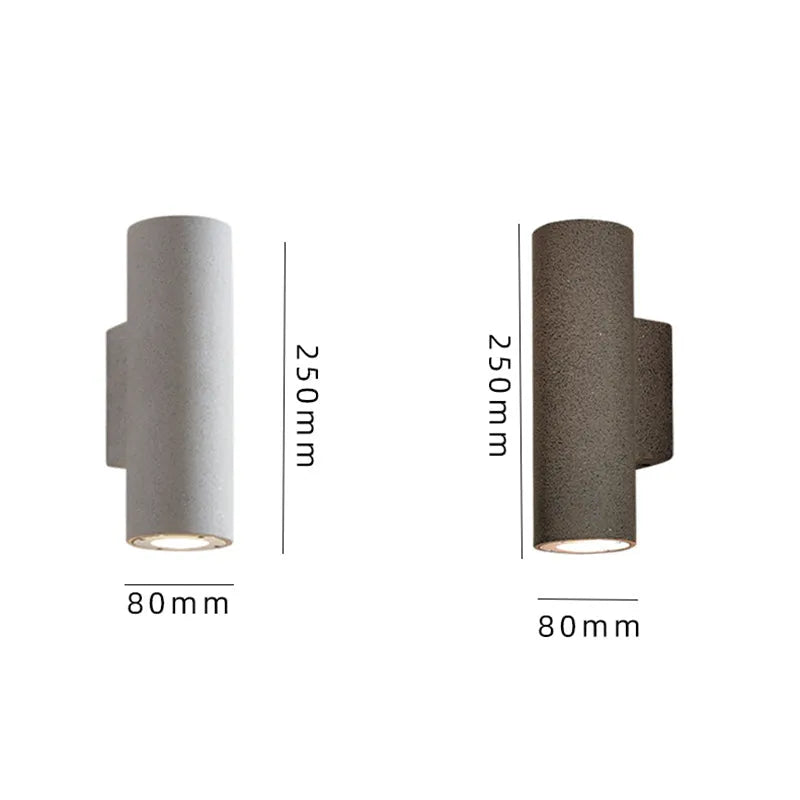 Ray Minimalist Cylindrical Double-headed Cement Outdoor Wall Lamp, Black/White - Neutralighting