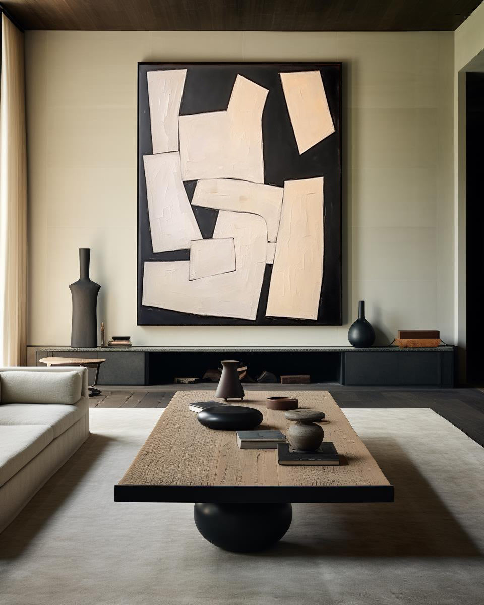 Wall Art Ivory Shards on Black