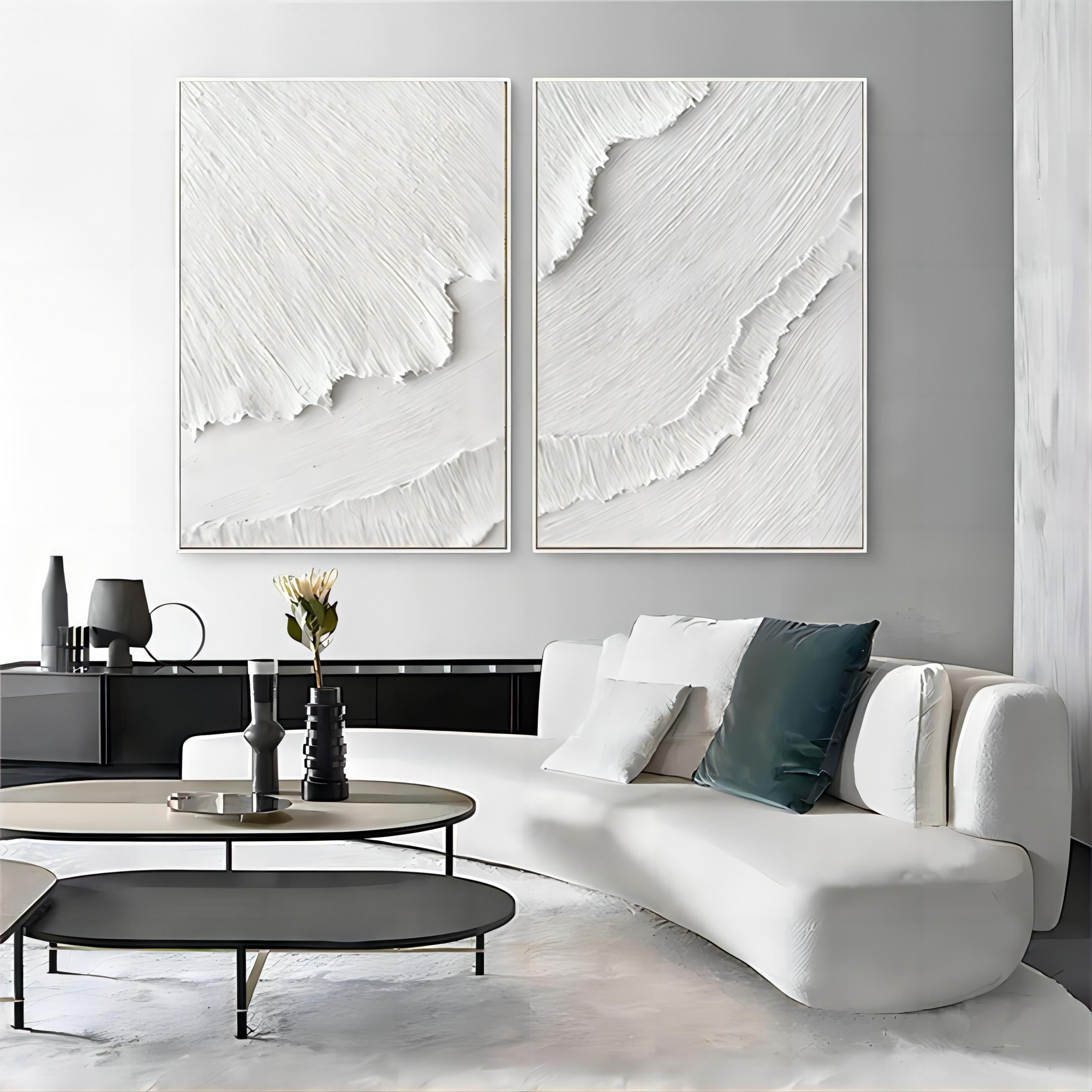 Wall Art Abstract White Serene Modern