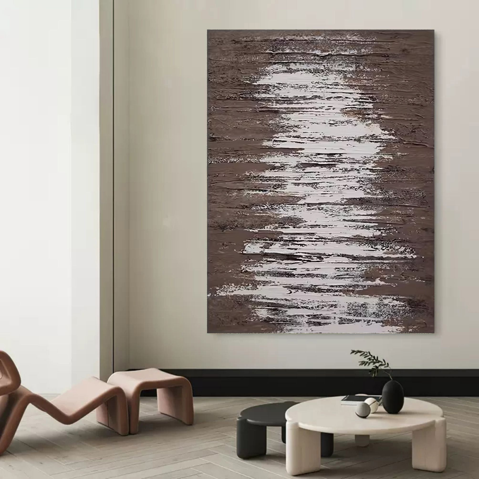 Wall Art Vertical Abstract Wood Grain Warm Brown