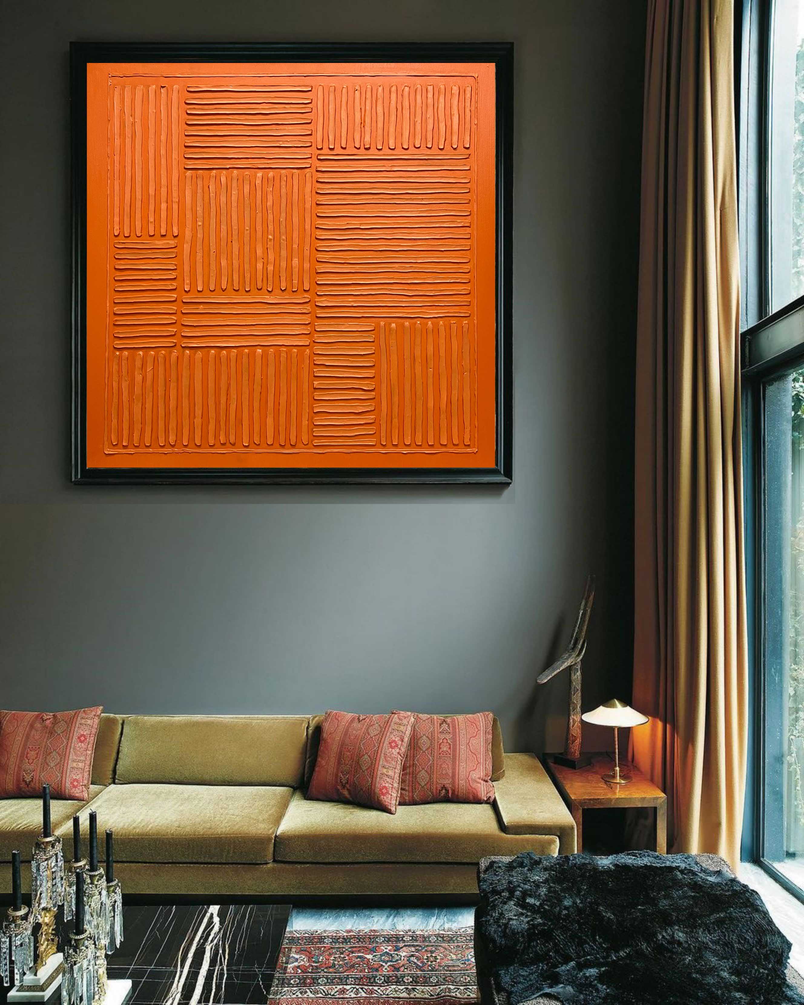 Wall Art Orange Energetic Abstract Chaotic