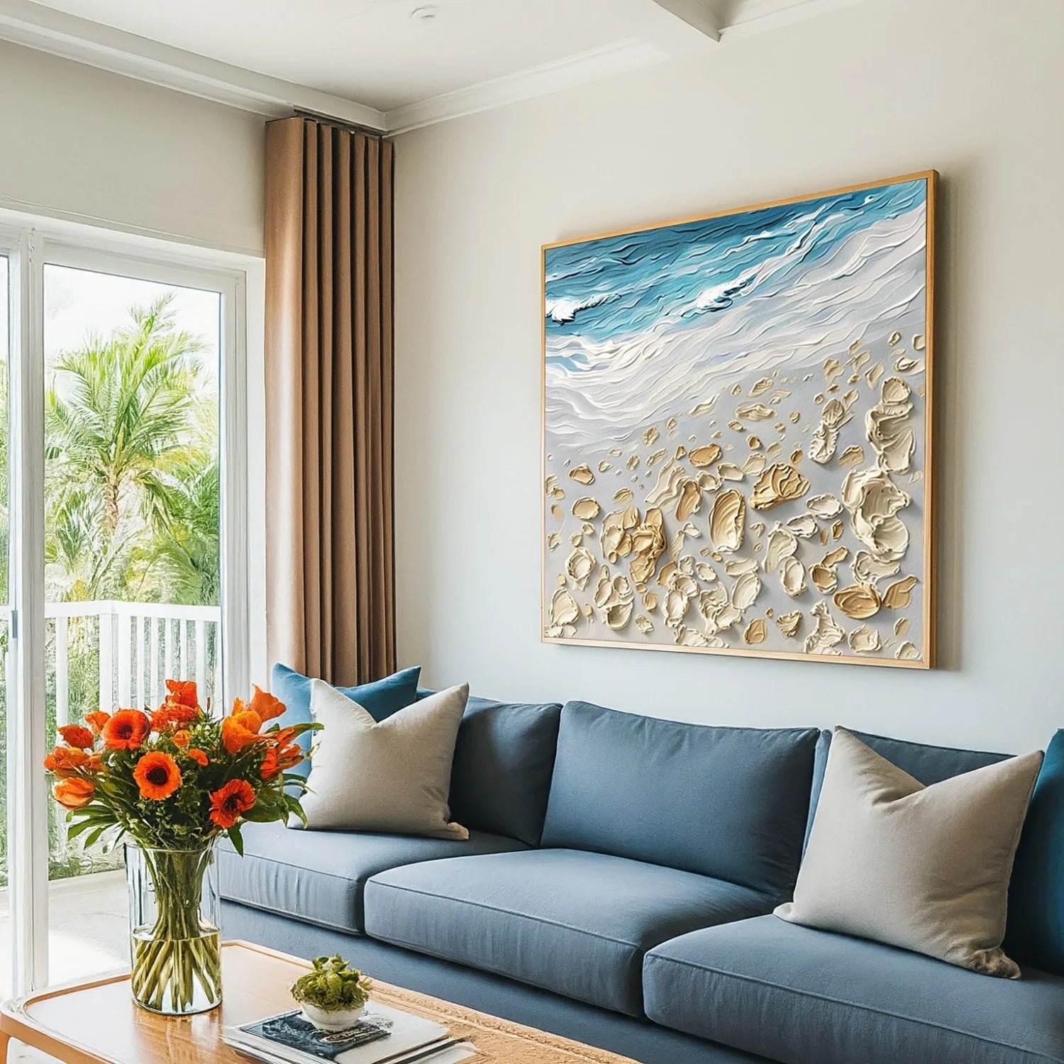 Wall Art Serene Coastal Beach Landscape Neutral