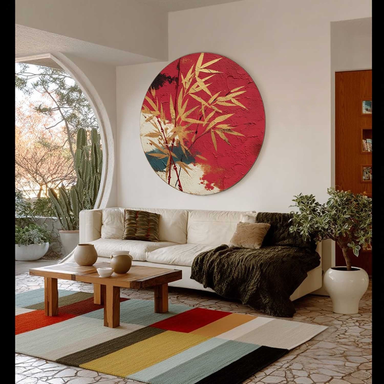 Wall Art Oriental Golden Bamboo Textured