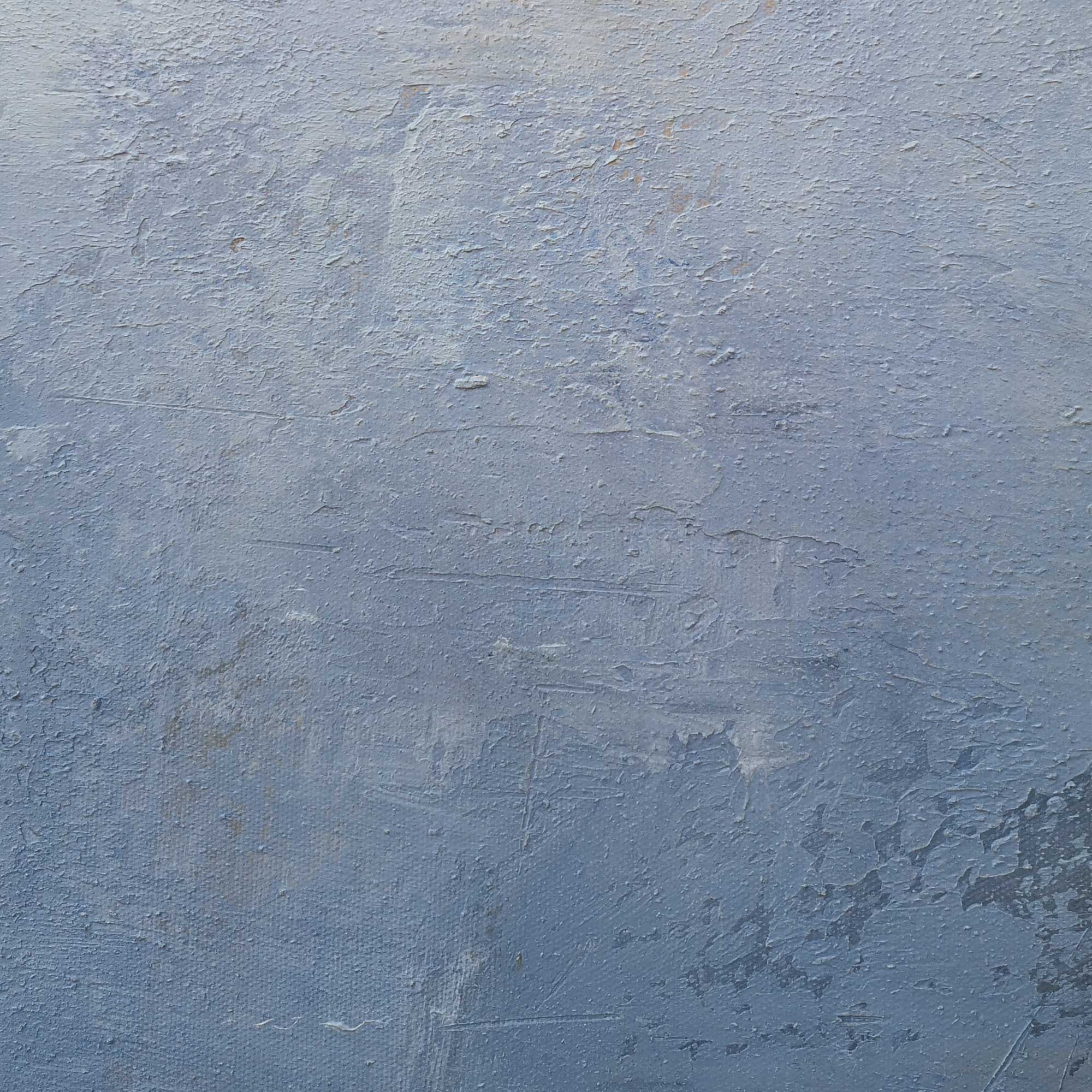 Blue‑Gold‑Grey Vertical Seascape Horizon Impasto‑Textured Artwork