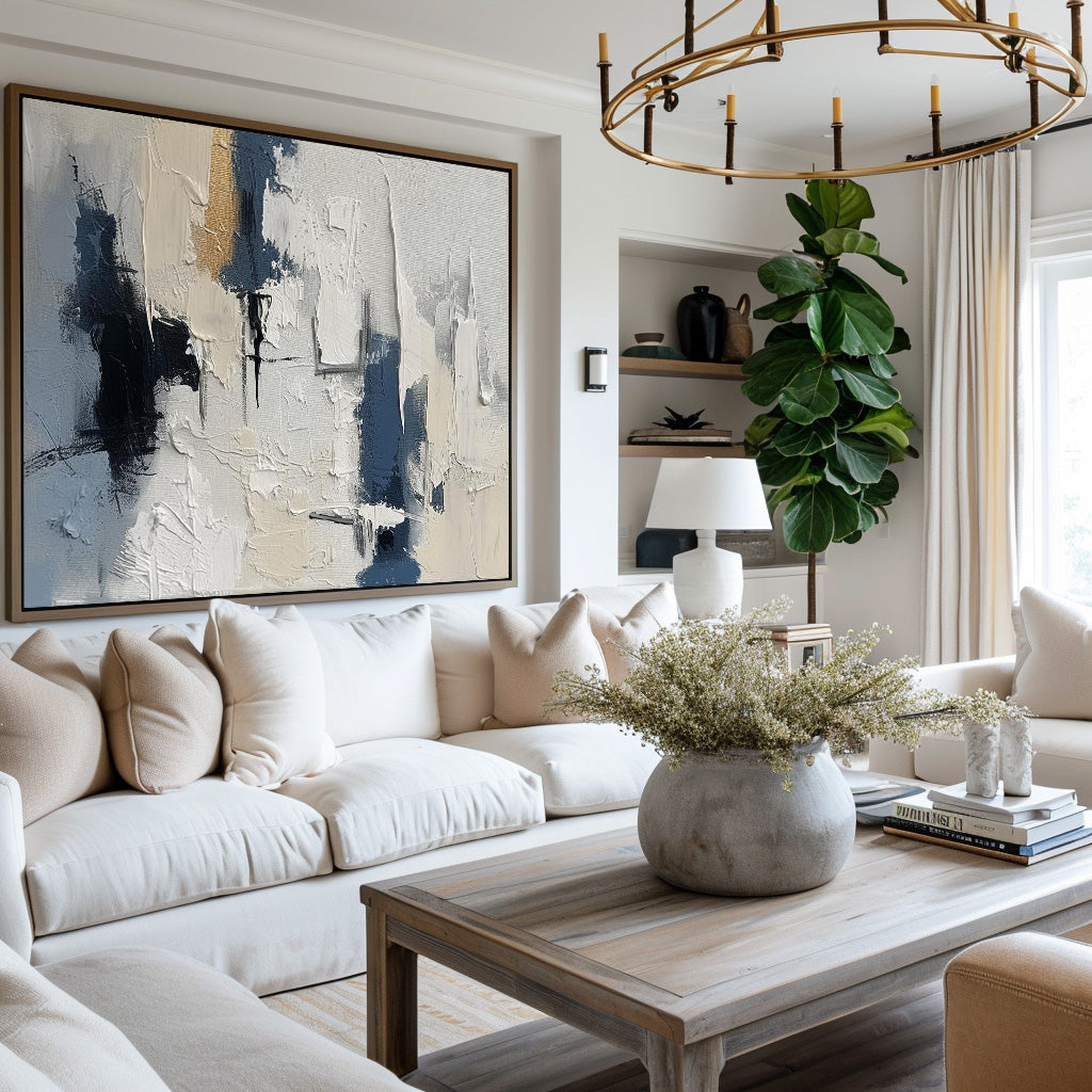 Wall Art Neutral Abstract Minimalist Textured Office | Neutralighting