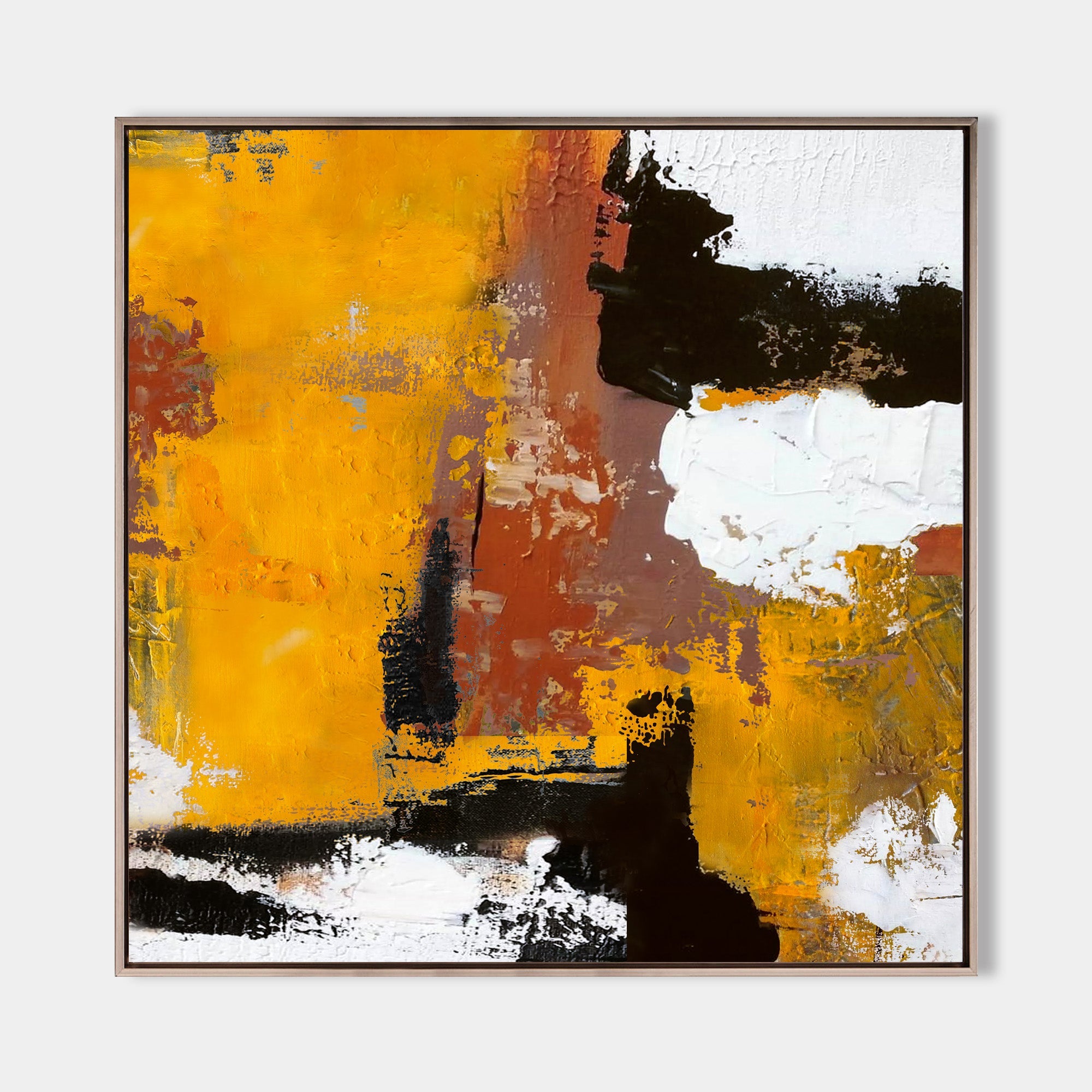 Vibrant Warm‑Tone Abstract  Bold Brushstroke Heavy Impasto Textured Artwork