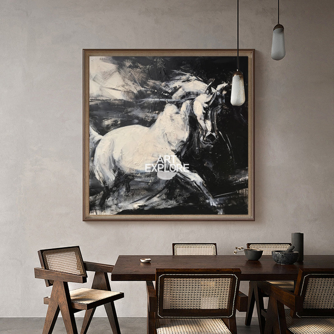 White Horse Abstract Portrait Painting