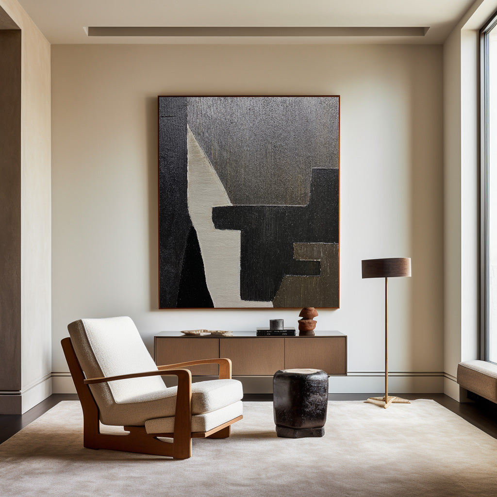Black And Brown Abstract Painting ABAV190 - Neutralighting
