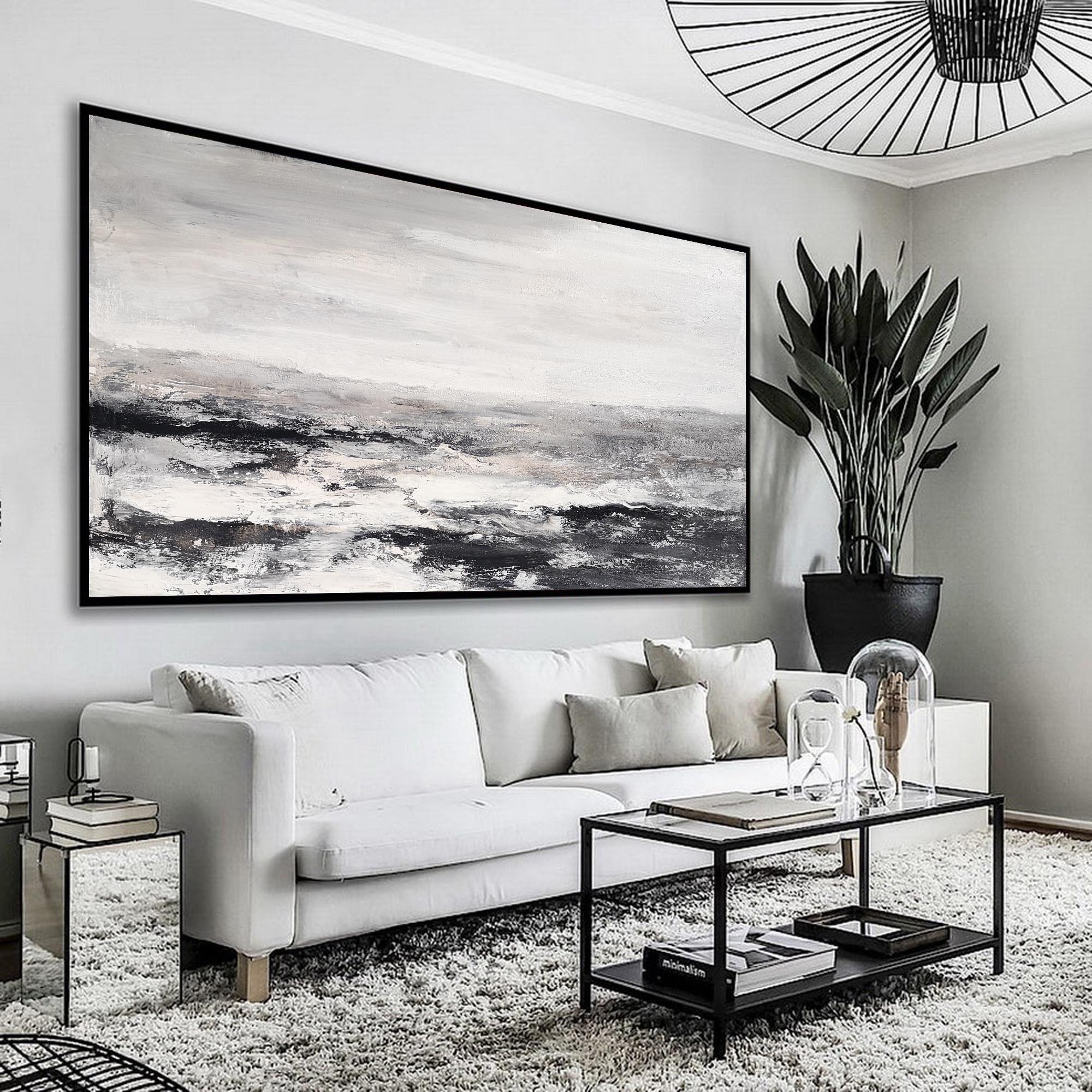 Black And White Beach Painting