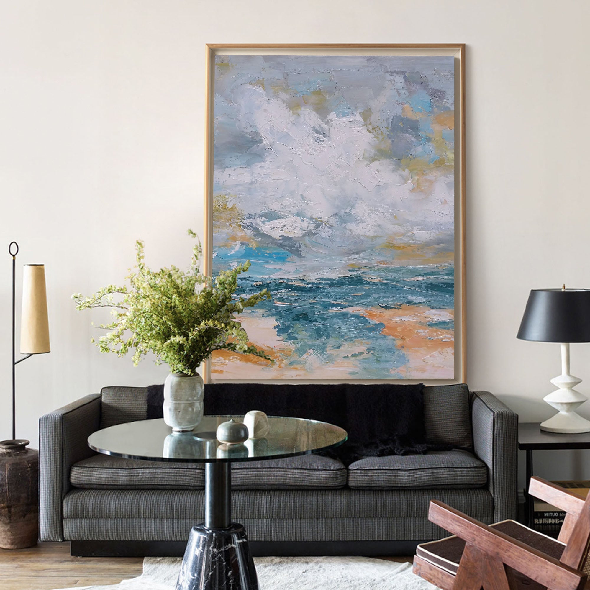 Impasto Seascape Abstract Hand‑Painted Thick‑Layer Ocean Wave Textured Artwork